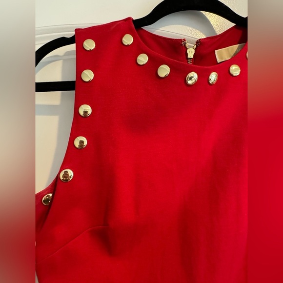 Michael Kors Red Studded Holiday Mini Dress - Picture 3 of 7